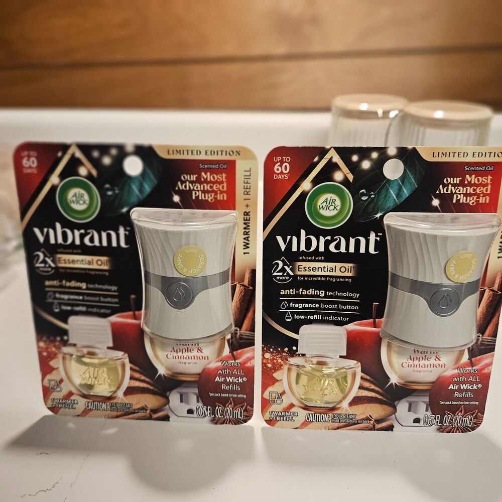 Air Wick Vibrant Plug-In Warmer + Refill Warm Apple & Cinnamon (20ml) 2 Each
